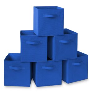 casafield set of 6 collapsible fabric cube storage bins, royal blue - 11" foldable cloth baskets for shelves, cubby organizers & more