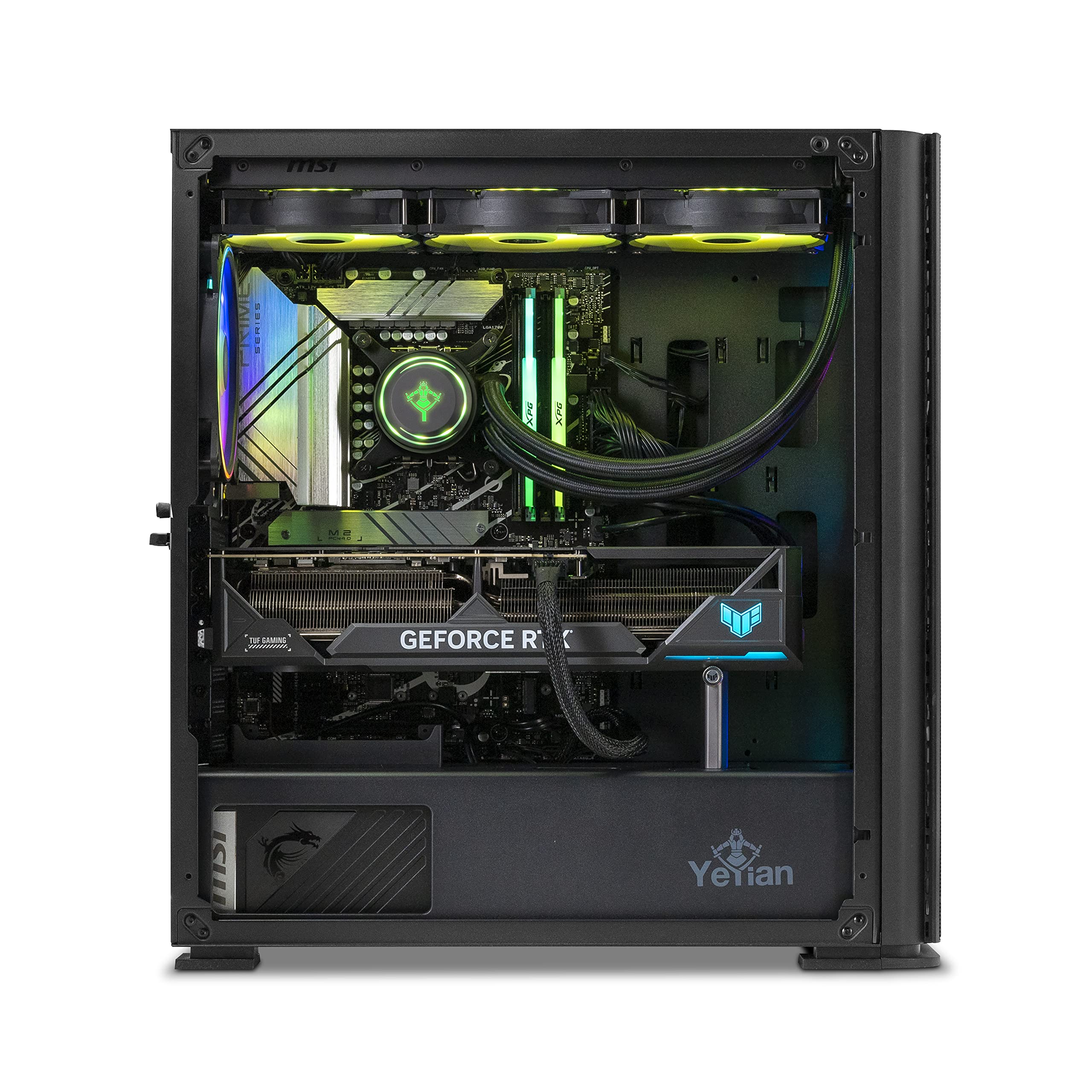 YEYIAN Gaming PC ODACHI - Intel Core i9 13900KF, GeForce RTX 4070 Ti (>3090) Gaming Desktop Computer, 1TB NVMe SSD, 32GB DDR5 5600MHz, Intel Z790, 360mm Liquid Cooled, 850W Gold PSU, Win 11, USB-C 3.2