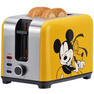 disney mickey and pluto 2-slice toaster, yellow, dsc-23