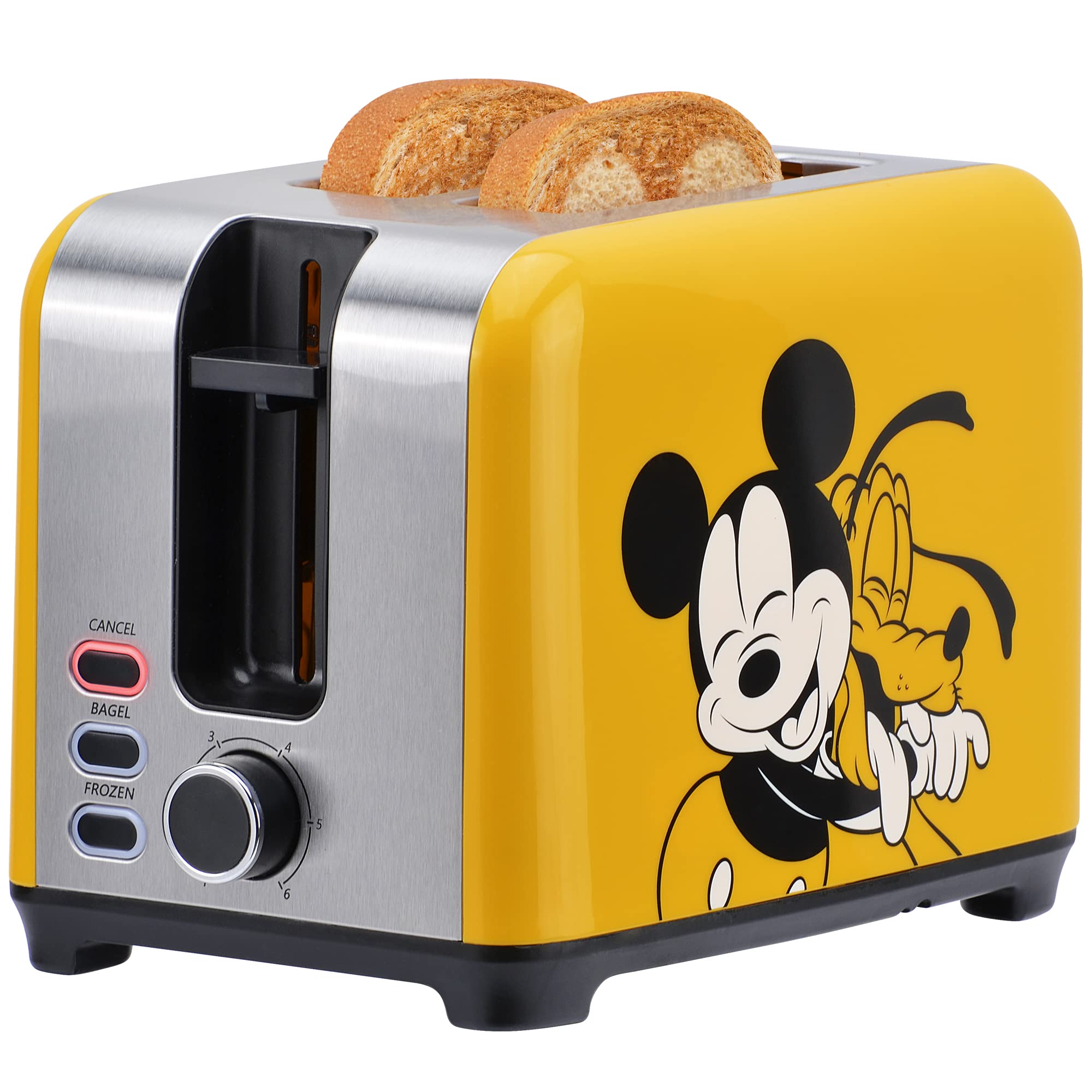 Disney Mickey and Pluto 2-Slice Toaster, Yellow, DSC-23