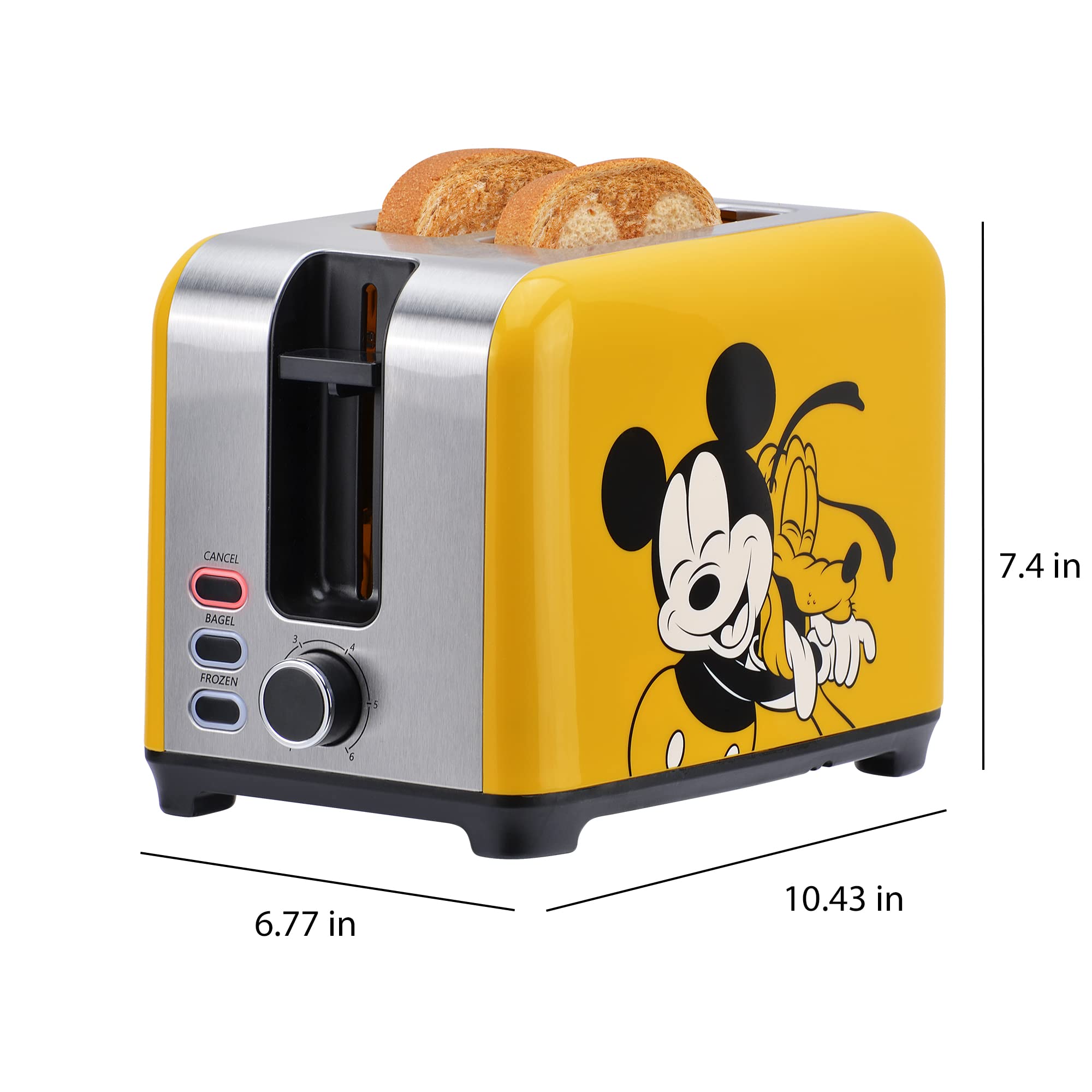 Disney Mickey and Pluto 2-Slice Toaster, Yellow, DSC-23
