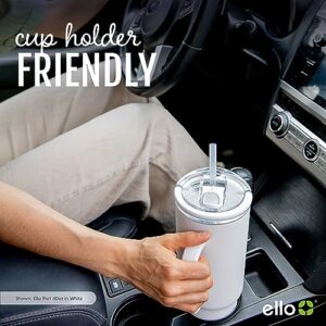 Ello Port 40oz Tumbler with Carry Loop & Integrated Handle, Vacuum Insulated Stainless Steel Reusable Water Bottle, Travel Mug with Leak Proof Lid & Straw for Iced Coffee & Tea, Halogen Blue