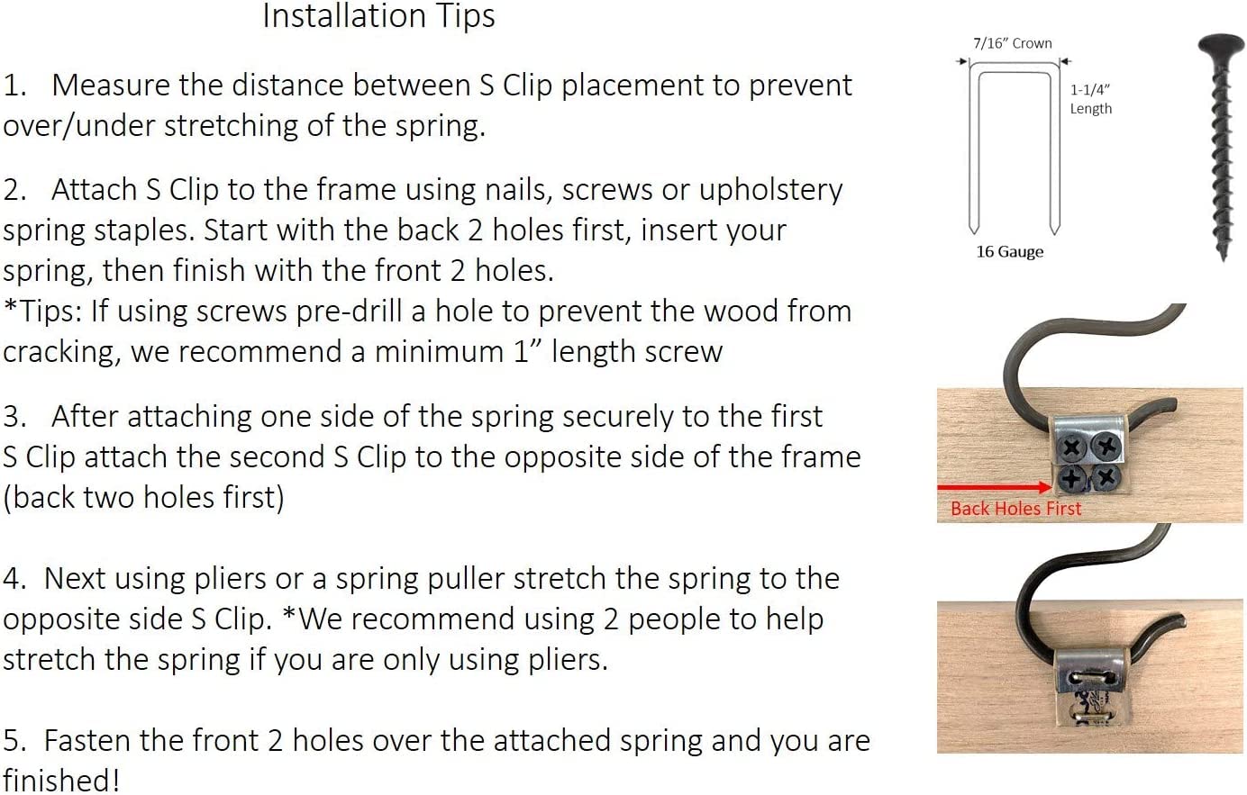 Briar Hill 50pk S Clips, EK Clips, Chair & Sofa Spring Repair