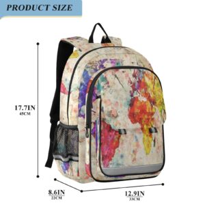 ALAZA Vintage Rainbow World Map Casual Backpack Travel Daypack Bookbag