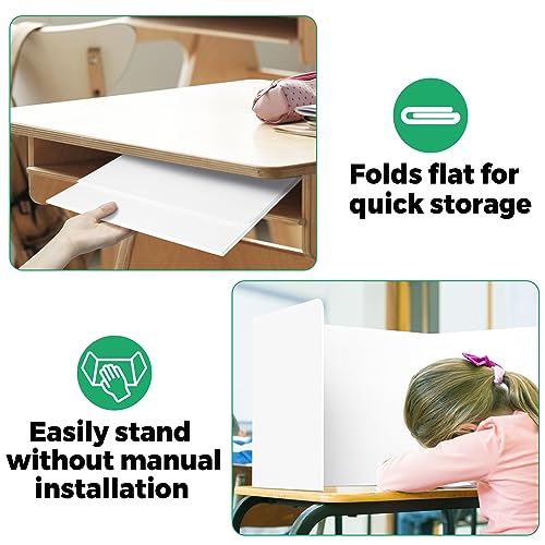 CREGEAR Poster Board, Classroom Privacy Shields for Student Desk - 4mm Thick, 13.77"x17"x13.77", Presentation Board, Resuable Plastic Privacy Board 2 Pack with Extra Name Lables