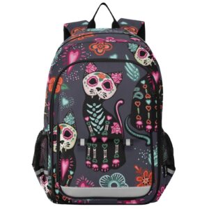 alaza halloween skull cats floral backpack daypack bookbag