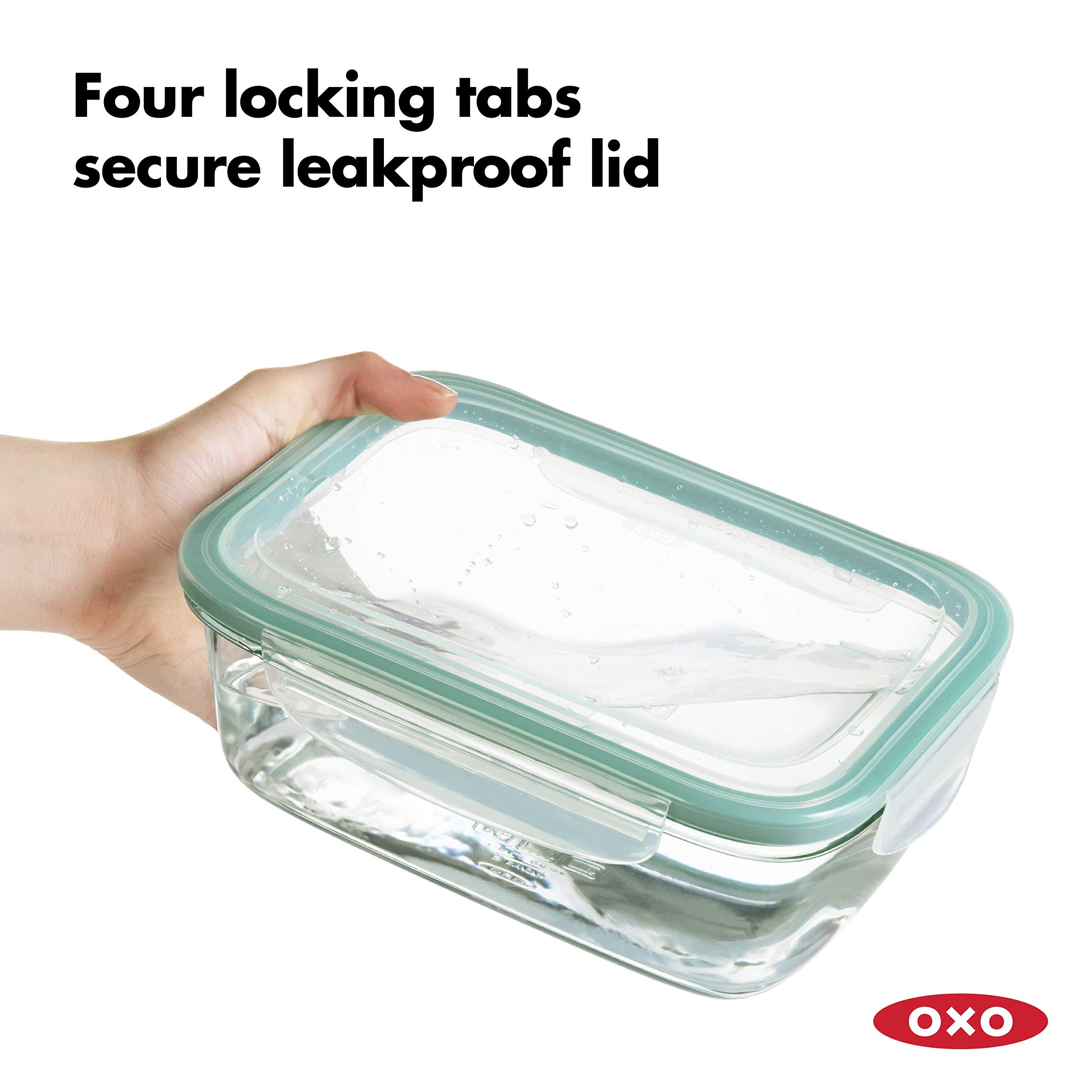 OXO Good Grips 16 Piece Glass Smart Seal Airtight Everyday Container Set & Good Grips 8 Cup Smart Seal Glass Rectangle Container