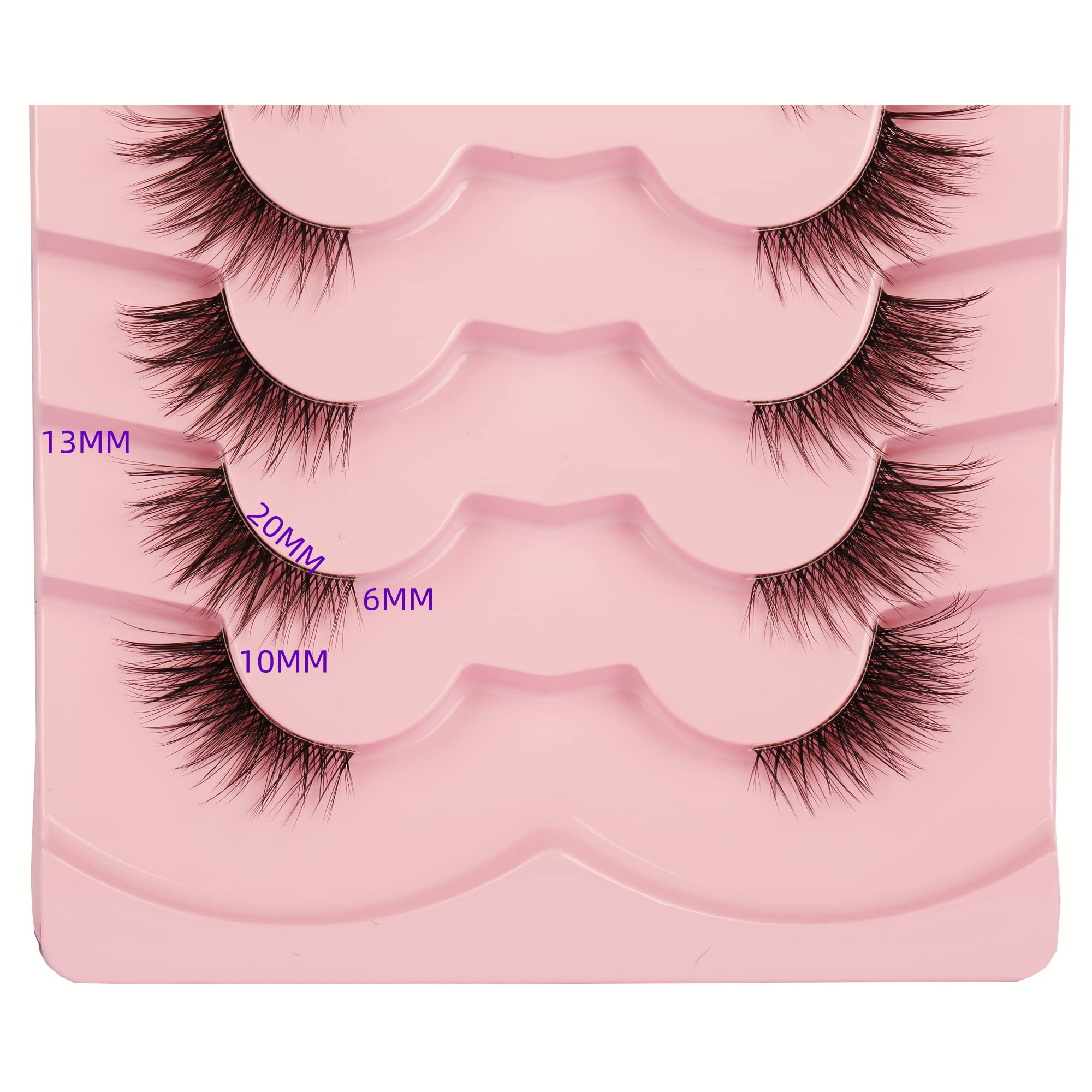 Gmagictobo False Eyelashes Natural Half Lashes Cat Eye Clear Band Lashes Fluffy Wispy 3D Faux Mink Lashes Pack Soft Strips Fake Eyelashes 7 Pairs