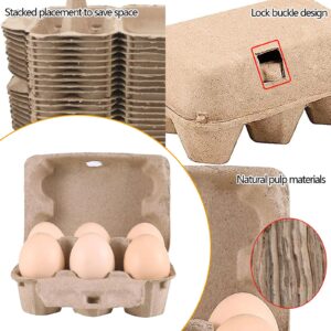 30 Pack Empty Egg Carton,6 Pulp Fiber Egg Carrier Egg Storage Containers for Kitchen, Farm, Picnic,Travel, Brown,Reusable,by MESHKA