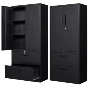letaya file cabinet for home office,metal storage cabinets with lock and adjust shelves,2 drawers filing cabinets-hang legal/letter/a4/f4 size filing-black