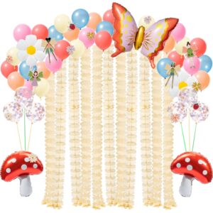 cheerland 52pcs fairy theme balloons garland party decoration kit for enchanted forest mushroom girls garden butterfly woodland birthday flower decor tea party baby shower fairytale balloon backdrop
