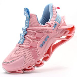 tsiodfo sneakers for women slip on athletic running walking shoes breathable comfort runner gym workout tennis shoe pink blue size 8.5