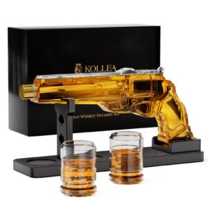 gun whiskey decanter sets for men, kollea liquor decanter set with glass, unique birthday gift ideas for men dad father, cool anniversary stuff gifts for him husband, dispenser for bar drinking party