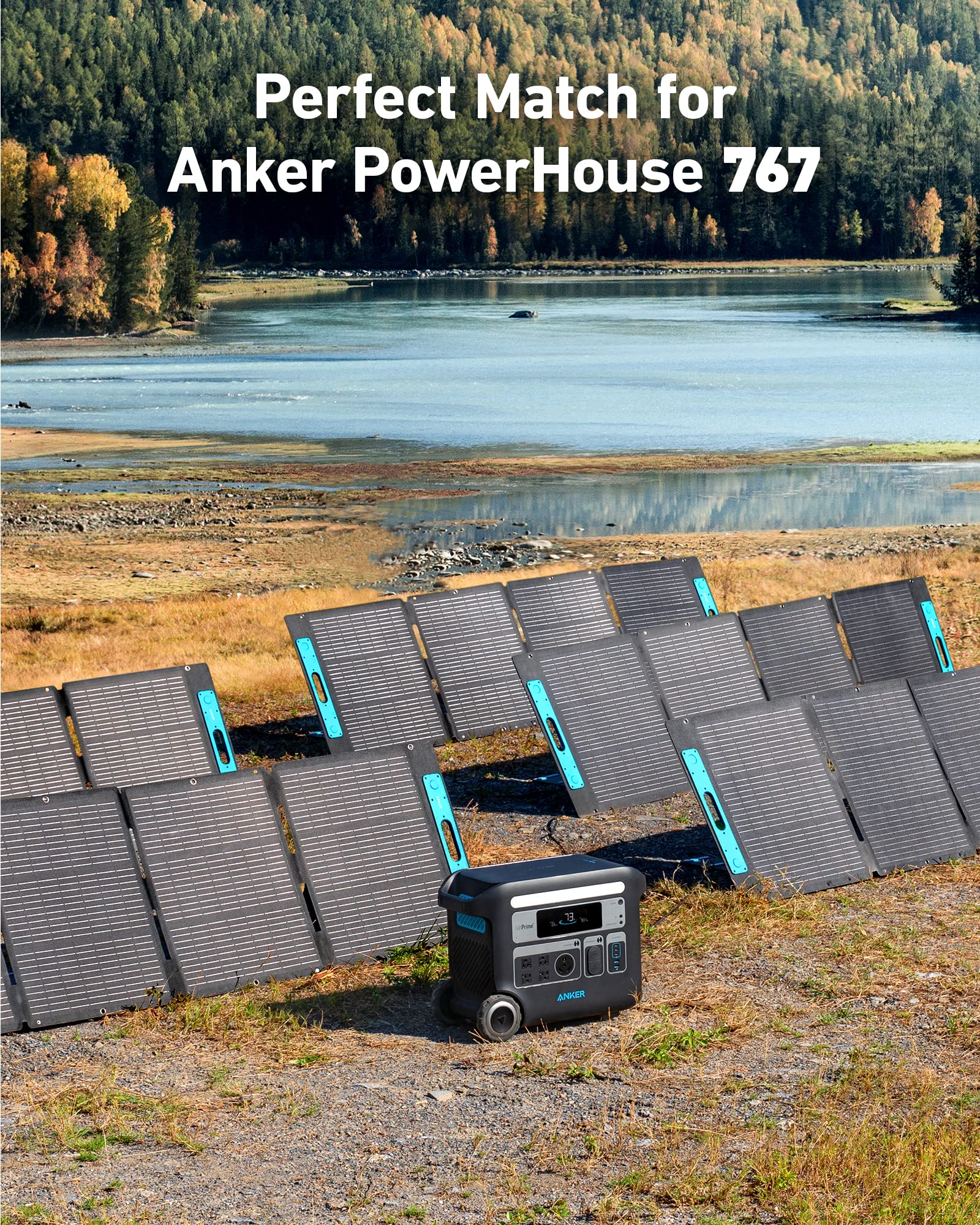 Anker 531 Solar Panel, 200W Foldable Portable Solar Charger, IP67 Waterproof, 23% Higher Energy Conversion Efficiency, Smart Sunlight Alignment, for Camping, RV (Only for 767 Powerhouse) (Renewed)