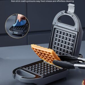 Mini Waffle Maker, Non-Stick Waffle Iron Small, Breakfast Machine for Kinds, Hash Browns, Keto, Snacks, Gray, Fast Heating, 600W, AMEGAT