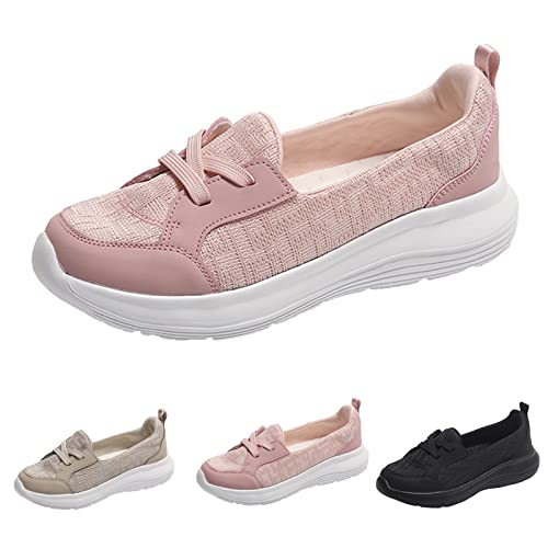 Women Casual Shoes Fashionable Simple and Solid Color Lace Up Thick Soles and Soft Soles Lightweight Non Slip and Large Sized Shoes Crock Thongs (Beige, 9)