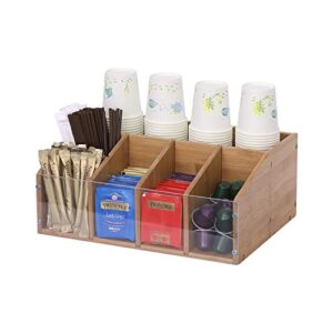coffee station organizer coffee bar organizer for countertop farmhouse coffee caddy with removable dividers office coffee bar accessories and organizer for coffee pods, syrup, cups, and stirrer