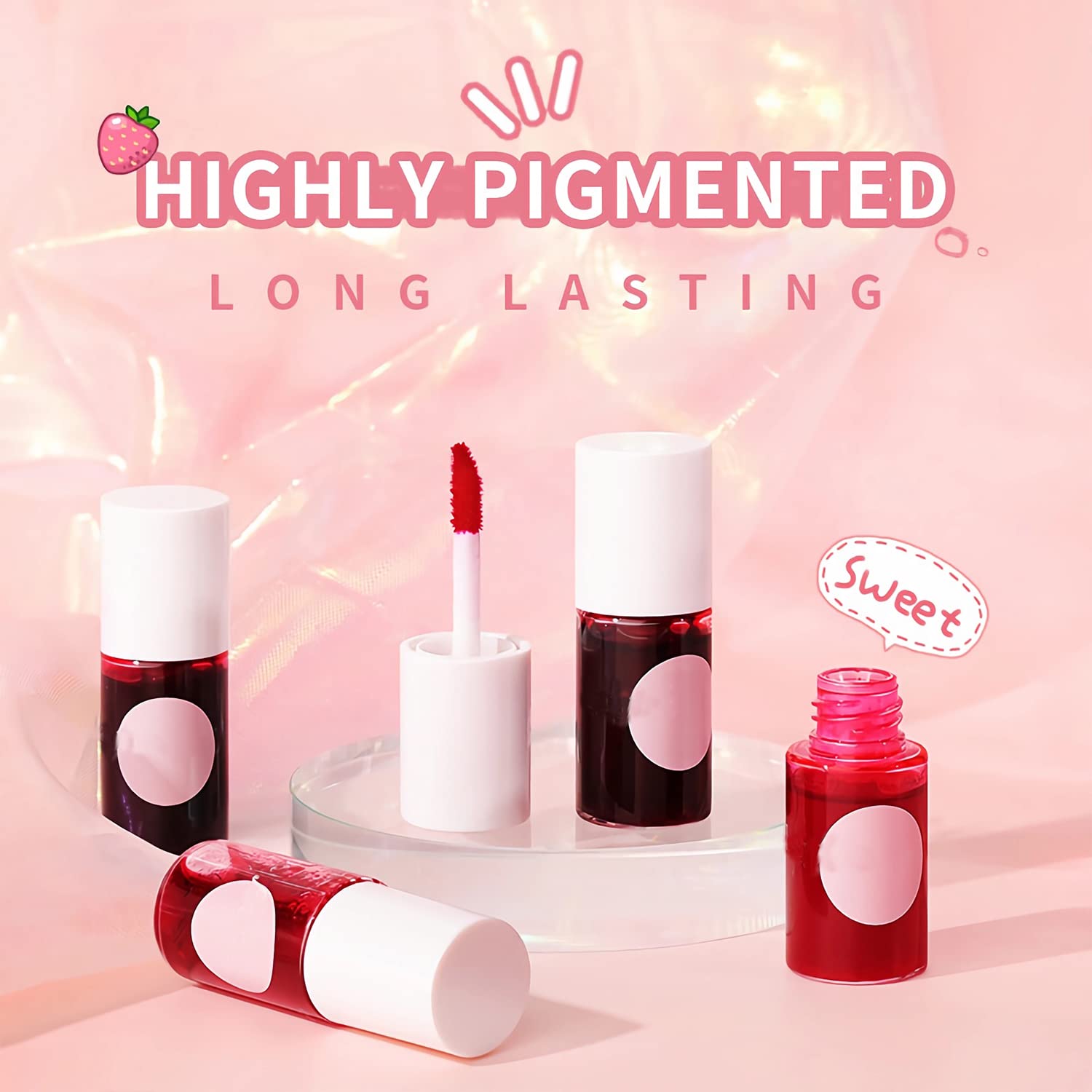 Lip Tint Stain Set,Matte Velvet Lip Tint Watery Lip Stain,Lip & Cheek Tint Moisturizing Mini Liquid Lipstick,Plump Lip Gloss Long-lasting Waterproof Lip Tint Non-Sticky Tinta De Labios (01#)