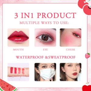 Lip Tint Stain Set,Matte Velvet Lip Tint Watery Lip Stain,Lip & Cheek Tint Moisturizing Mini Liquid Lipstick,Plump Lip Gloss Long-lasting Waterproof Lip Tint Non-Sticky Tinta De Labios (01#)