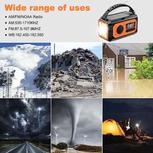 12000mAh Emergency Radio, Hand Crank Radio, Portable Solar Radio AM/FM/NOAA Weather Radio with 2 Solar Panels,3 Charging Methods,SOS Alarm,Flashlight,Phone Charger,Compass,Reading Lamp (Orange)