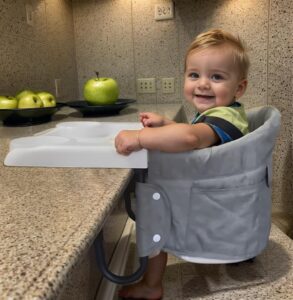 athradies hook on high chair for baby with removable dining tray,clip on high chairs for babies and toddlers, high chair that attaches to table, portable travel high chair with carrying bag,grey