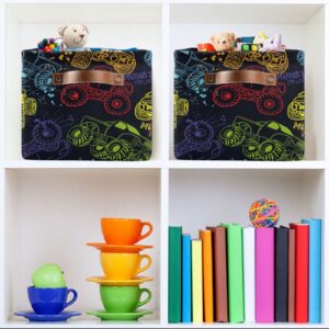 ZRWLUCKY Baskets for Organizing Monster Truck Car Cube Storage Organizer with Handles Folding Rectangular Shelf Baskets for Laundry, Shelves, Closet, Nursery, Cabinet 1Pack