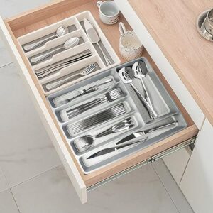 SUPPHOUS Silverware Drawer Organizer Tray, 6-Slot Large Utensil Drawer Organizer Cutlery Drawer Organizer, No-Slip Kitchen Utensil Organizer for Kitchen, Office, Bathroom (6 Slot)