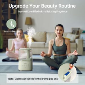 FABULETTA Humidifiers for Bedroom, Warm and Cool Mist Humidifier Large Room for Home, 4.5L Top Fill Air Humidifier with Essential Oil Diffuser, 3 Mist Levels, Timer, 45H Work Time, Quiet Sleep Mode