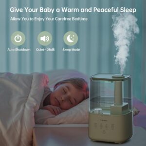 FABULETTA Humidifiers for Bedroom, Warm and Cool Mist Humidifier Large Room for Home, 4.5L Top Fill Air Humidifier with Essential Oil Diffuser, 3 Mist Levels, Timer, 45H Work Time, Quiet Sleep Mode