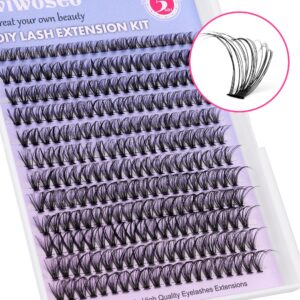 DIY Lash Extension Kit, 240pcs Eyelash Extension Kit Individual Cluster Lashes Extension DD Curly Lashes with Lash Bond and Seal at Home Lash Extensions Kit for Self Application (30p, 8-16mm)