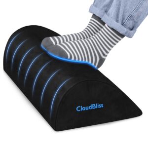 cloudbliss foot rest for under desk at work,office desk accessories with memory foam and washable removable cover, foot stool for office, car, home to foot support and relax ankles, black