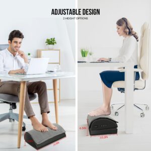 Snailax Foot Rest Under Desk at Work, Heated Under Desk Footrest with Double Layer Adjustable Height, Feet Warmer with Vibration Massage, Ergonomic Gaming Home Footstool for Lumbar Back Knee Pain