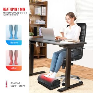 Snailax Foot Rest Under Desk at Work, Heated Under Desk Footrest with Double Layer Adjustable Height, Feet Warmer with Vibration Massage, Ergonomic Gaming Home Footstool for Lumbar Back Knee Pain