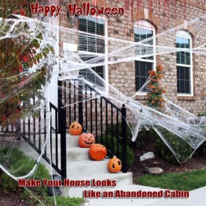 Joyseller 1200sqft Spider Web Halloween Decorations Outdoor, Stretchy Spider Webbing with 50pcs Spiders, Giant Halloween Spider Web Decor