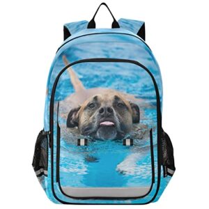 glaphy pitbull dog swimming backpack school bag lightweight laptop backpack student travel daypack with reflective stripes