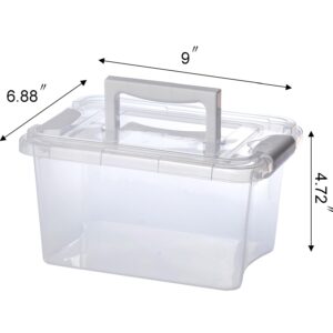 Gagee 6 Pack 3.5 Qt Storage Bins with Lids and Latching Buckles,Stackable Plastic Storage Containers with Lids for Home, Office and School Supplies,Clear,Small