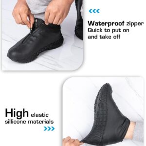 Zbyoujer Waterproof Rain Shoe Covers, Silicone Overshoes with Zipper Non-slip Galoshes for Men and Women