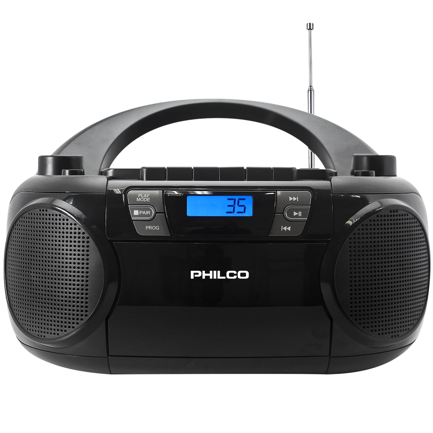 Philco Bluetooth CD Boombox with Cassette, MP3 CD USB Playback The Ultimate Retro Music Combo with Best Class Sound Performance, 12 watts, and Telescopic FM Antenna Provides Maximum Radio Reception