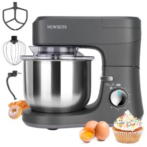 newsets 7.4 qt stand mixer, household stand mixer 600w electric mixers with stainless bowl hook whisk beater and splash guard, fast 6-speed tilt-head food mixers for baking, cakes, pastry easily
