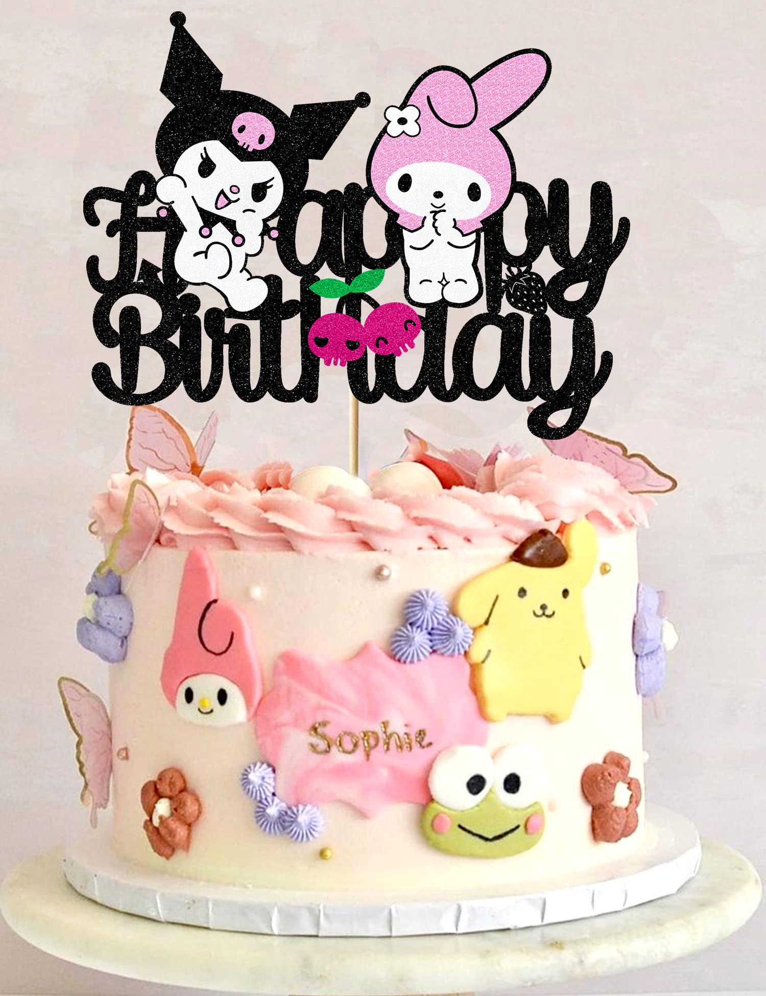 Cake Topper Glitter Kawaii Animals Birthday Cake Decorations for Girls Boys Kawaii Party Decorations Baby Shower Party Supplies