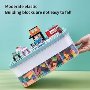 AEEISHOMEREFORM Toy Organizer Bins with Compartments, Building Blocks Storage, Storage Containers for Building Brick Storage, Plastic Stackable Organizer Bin Toy Chest (Green)