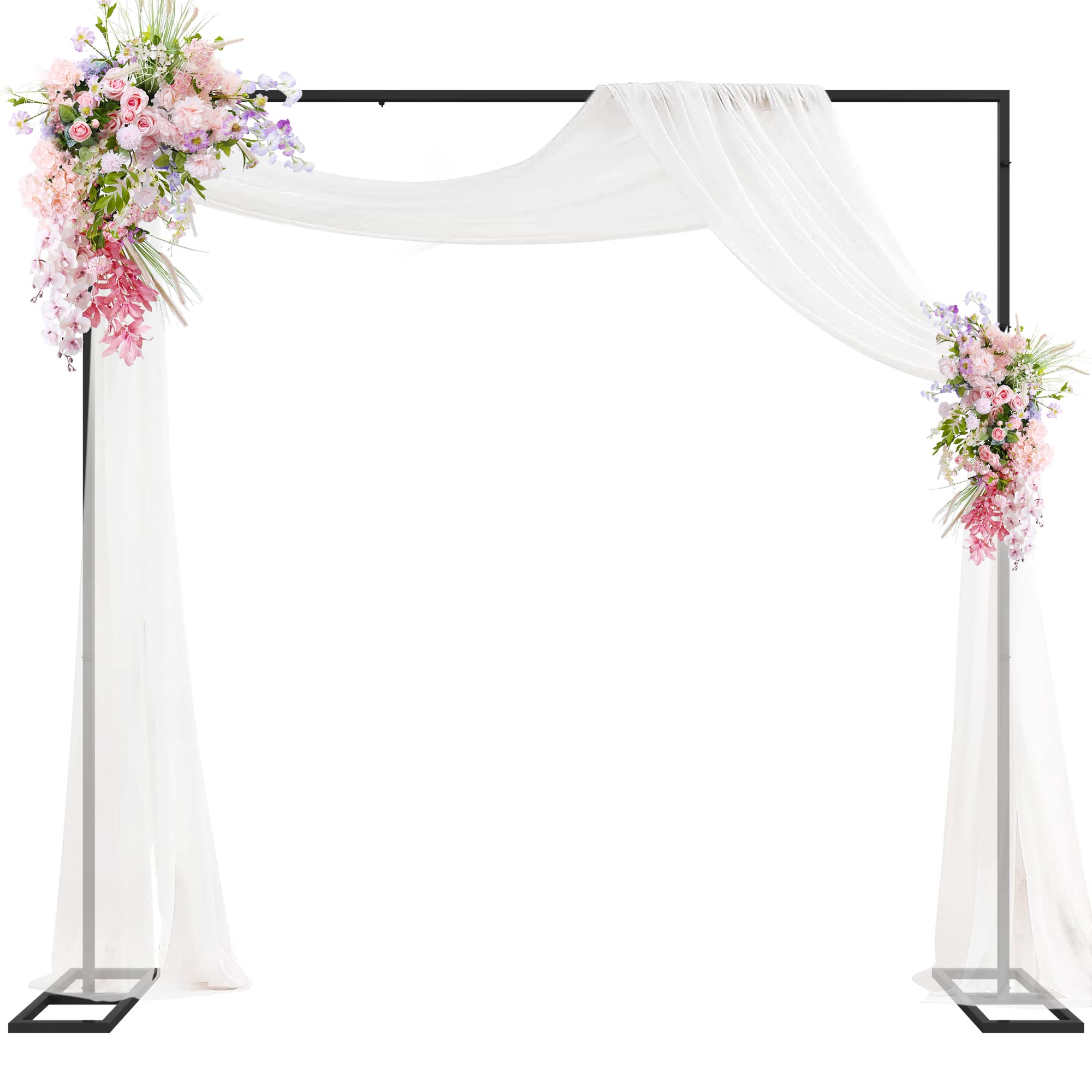 Putros Heavy Duty Backdrop Stand 8ft x 8ft Black Pipe and Drape Backdrop Stand Kit Adjustable Metal Backdrop Sand for Wedding Photobooth Exhibition Decoration