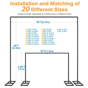 Putros Heavy Duty Backdrop Stand 8ft x 8ft Black Pipe and Drape Backdrop Stand Kit Adjustable Metal Backdrop Sand for Wedding Photobooth Exhibition Decoration