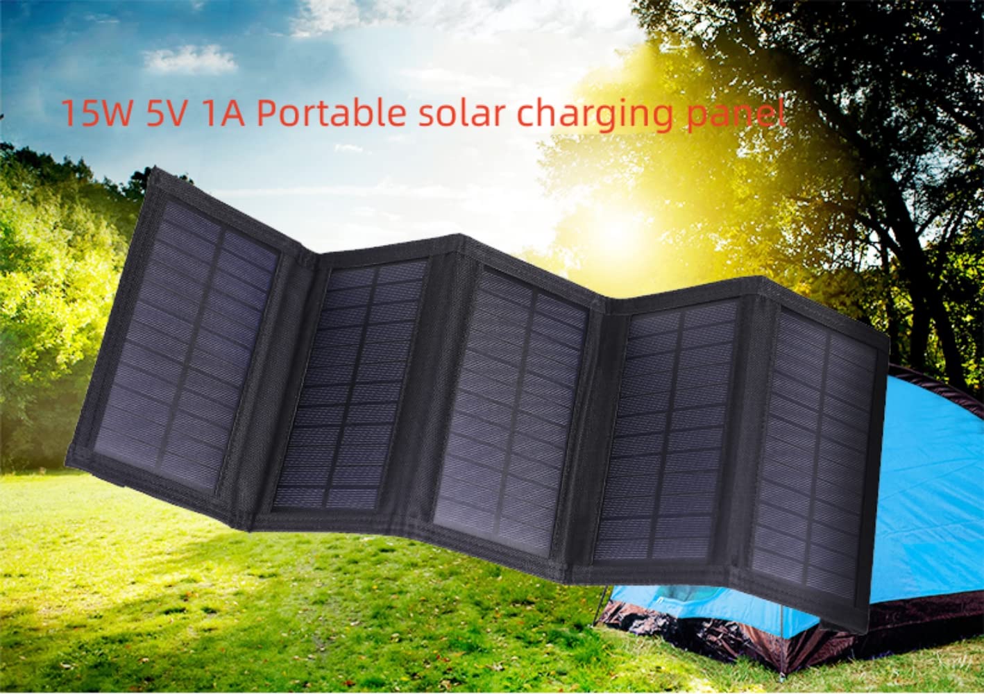 ZTOWES Outdoor Solar Foldable Charging Pack 15W USB 5V Output Waterproof Sunscreen Aging Resistance Foldable and Easy to Carry Where There is Light There is Electricity