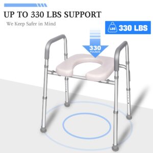 Tlingt Raised Toilet Seat with Handles, Stand Alone Adjustable Toilet Safety Frame and Elevated Toilet Seat Riser, Bathroom Assist Frame, Ideal for Seniors, Pregnant Woman and Disabled Individuals.