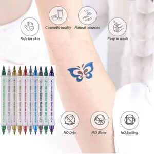 Betytattoo Temporary Tattoo Markers 10 Body Markers, Butterfly Temporary Tattoos for Women Girls Kids, Fake Colorful Butterflies Tattoo Waterproof for Face Body Arm Birthday Party (BETY3)