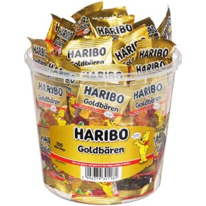easter candy haribo gold bears gummi candy - haribo gummy bears individually wrapped for holidays stocking, pineapple, strawberry, lemon, orange, and raspberry flavors, 100 mini bags