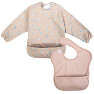 ali+oli smock bib for baby (1-pc) short sleeve set (farm) bpa-free oeko-tex certified, toddler bib ages 6m+