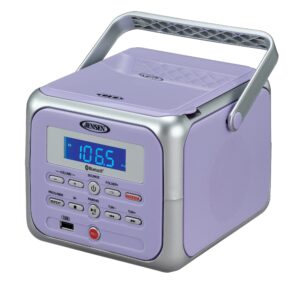 jensen cd-660 portable stereo cd player boombox with bluetooth | fm radio | usb | aux-in headphone jack | cd-r/rw mp3 playback | (lavender purple)