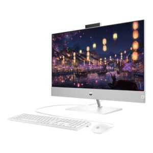 HP Pavilion All-in-One Desktop, 27" Full HD Display, AMD Ryzen 5 5625U Processor, HDMI, 64GB RAM, 1TB SSD, RJ-45, Wi-Fi 6, Windows 11 Home, Wired KB & Mouse, White